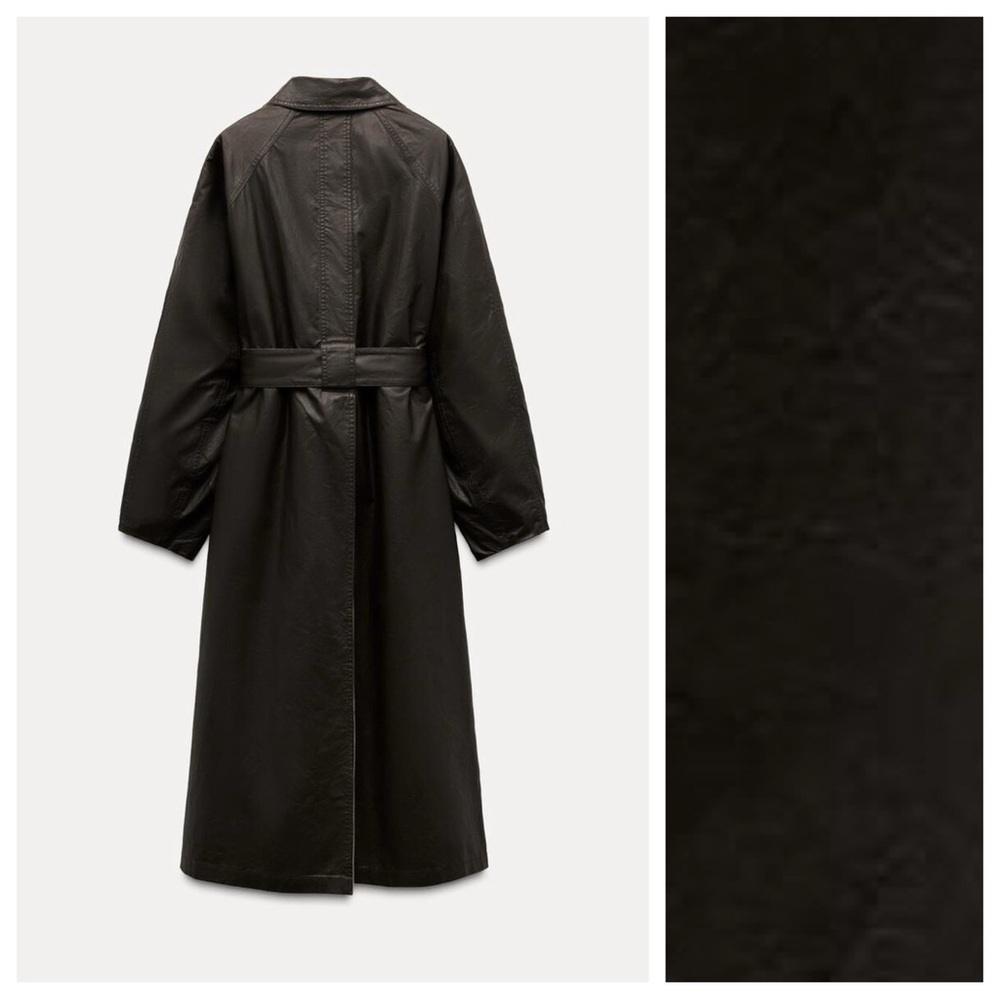 NWT. Zara ZW Collection Brown/Ecru Reversible Collared Trench Coat. Size XS. - Picture 12 of 16